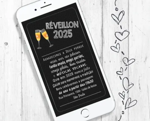 Convite Digital para evento Réveillon Ano Novo
