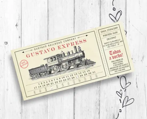 Convite Digital Trem tipo Ingresso aniversário infantil