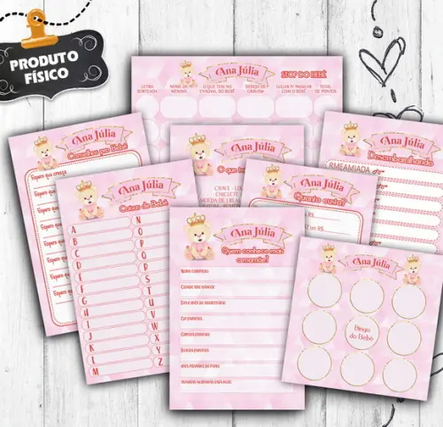 Kit 8 Brincadeiras Chá Ursinha Princesa para 30 Convidados