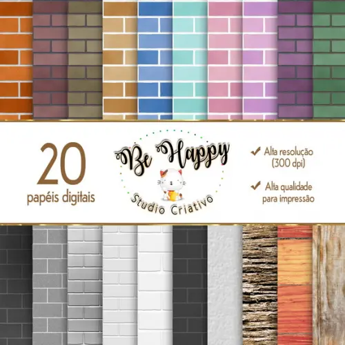 Kit 20 Papeis Digitais tema Texturas diversas