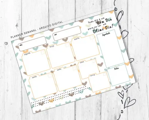Planner Semanal Arquivo Digital