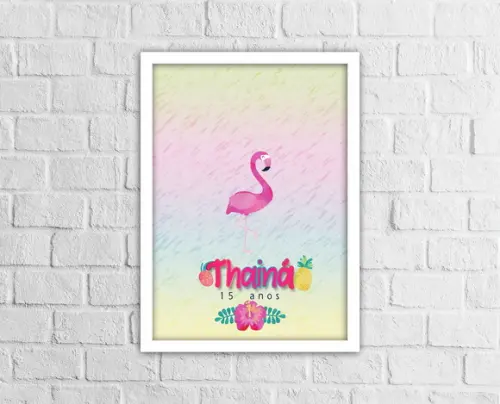 Quadro de Assinaturas Aniversário Flamingo Arte Digital