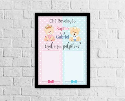 Quadro de Palpites Chá Revelação Ursinhos Arte Digital