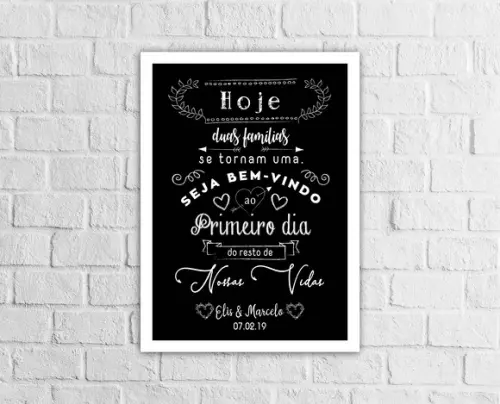 Quadro para Casamento Arte Digital estilo chalkboard