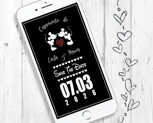 Save The Date Digital Whatsapp Reserve a Data Mickey Minnie