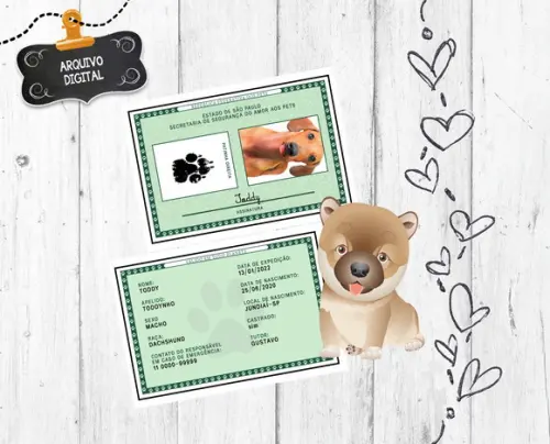 Rg de Pet Arte Digital personalizada para cachorro gato
