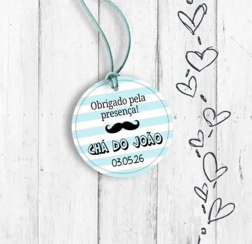 Tag Lembrancinha Chá de Bebê Bigode Menino Chefinho Agradece