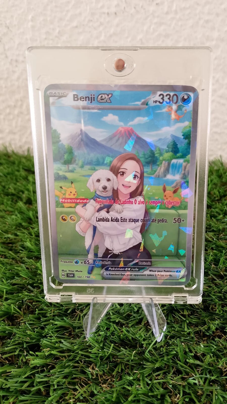 Carta Pokémon Personalizada+Suporte Expositor Acrílico