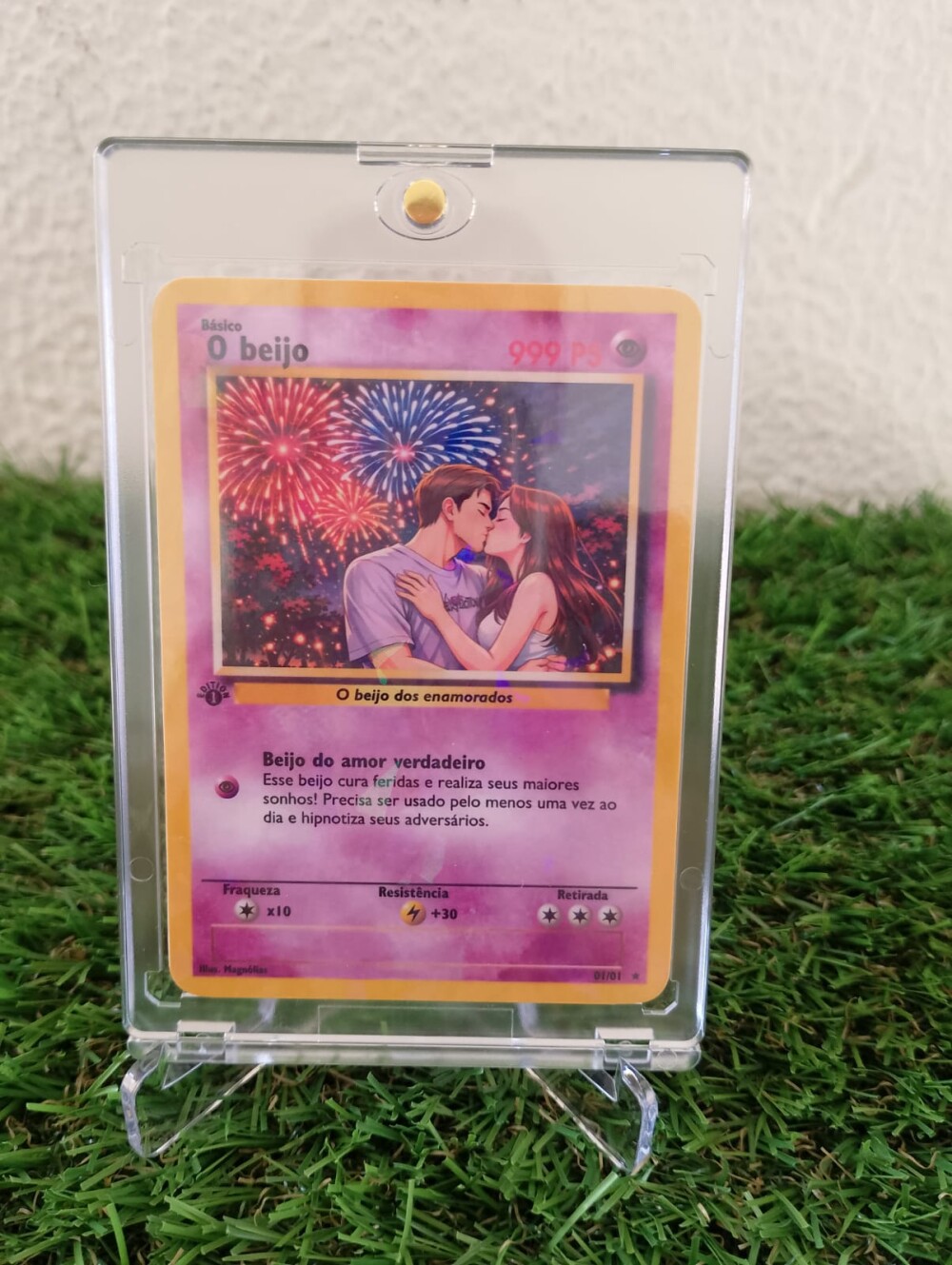 Carta Pokémon Personalizada+Suporte Expositor Acrílico