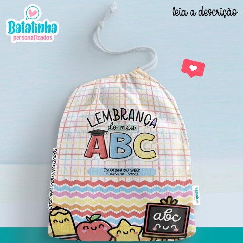 Saquinho Lembrancinha Formatura ABC Personalizado com Nome