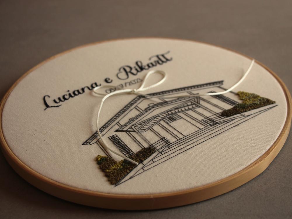 Bastidor porta-alianças bordado à mão + quadro
