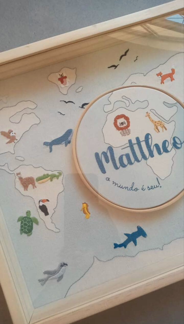 Quadro Mattheo - Mapa mundi animais