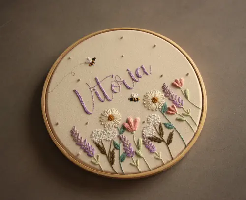 Enfeite porta bordado à mão - Jardim da Vitória