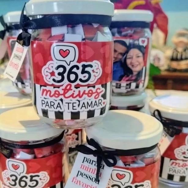 365 Motivos Para Te Amar - Pote do Amor Lembrancinha Namorados - 