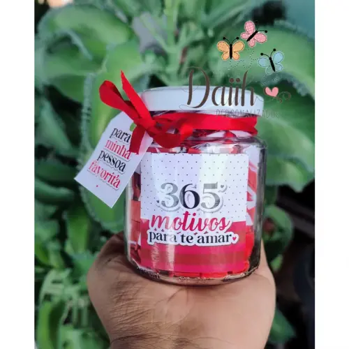 365 Motivos Para Te Amar - Pote do Amor Lembrancinha Namorados - Lembrancinha Amizade