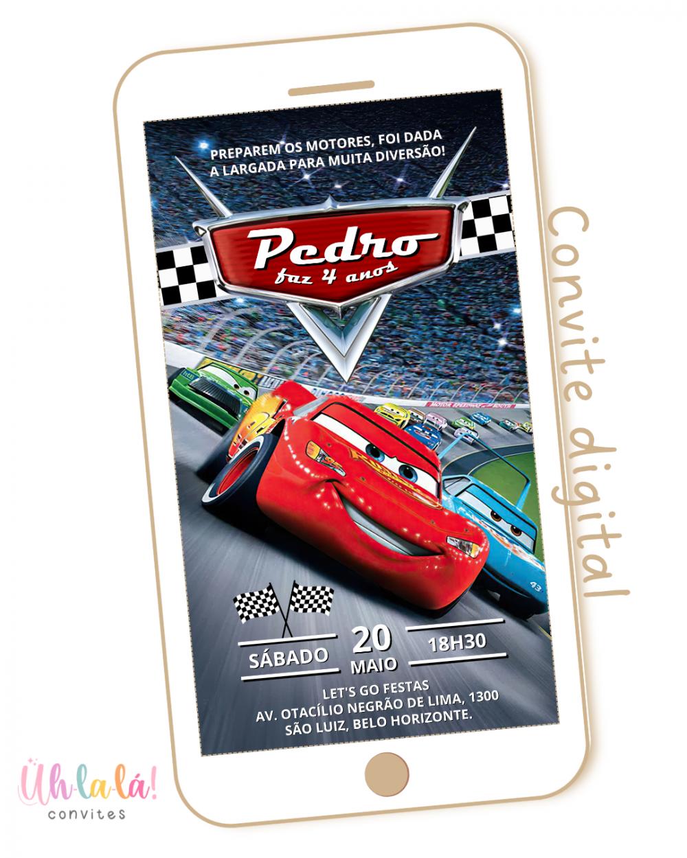 Convite Digital Carros Disney