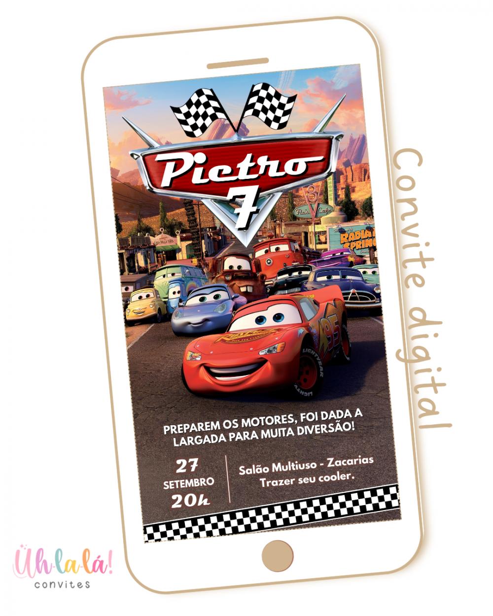 Convite Digital Carros Disney