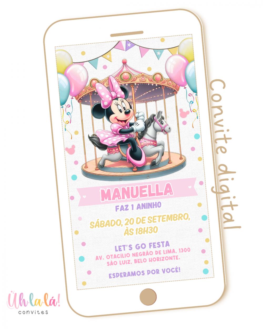 Convite digital Carrossel da Minnie