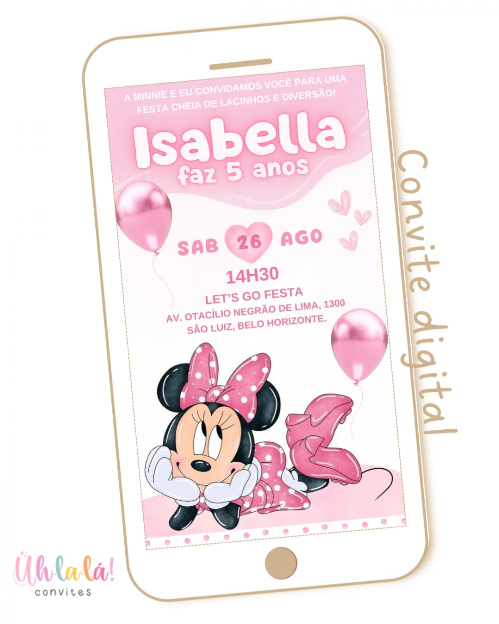 Convite digital Minnie Rosa