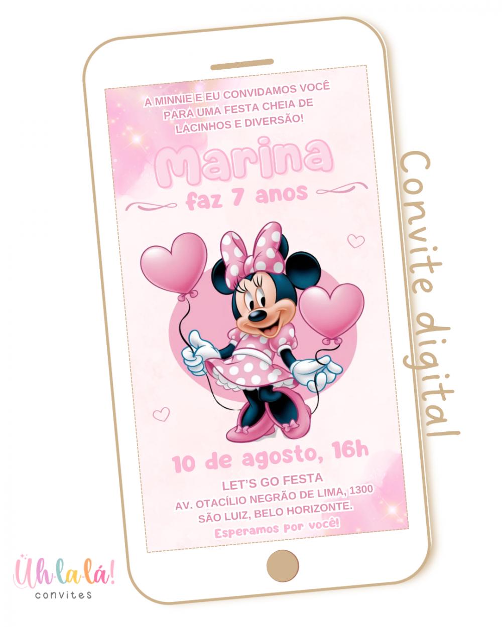 Convite digital Minnie Rosa
