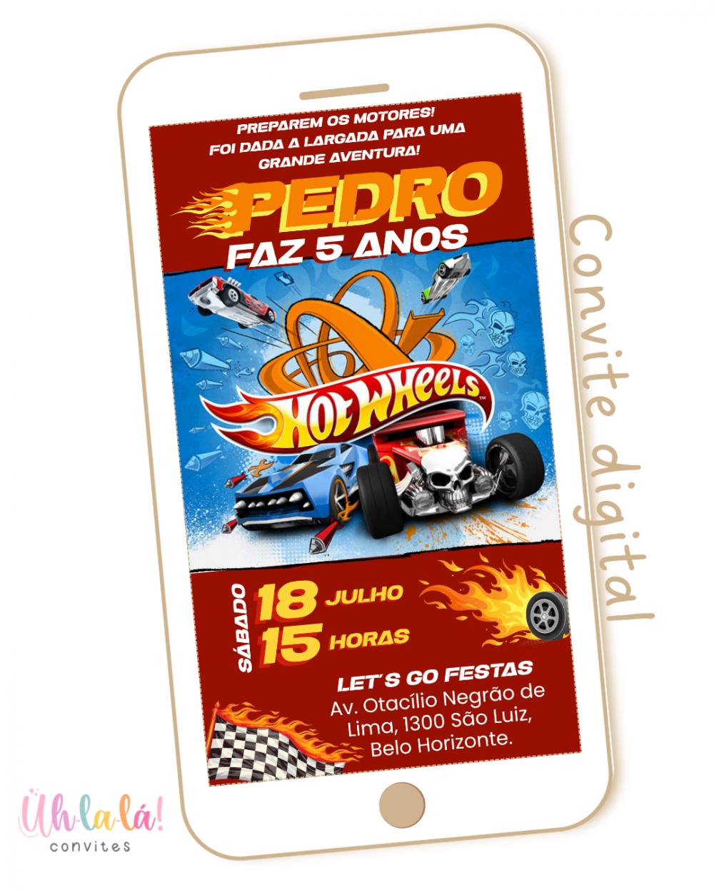 Convite digital Hot Wheels