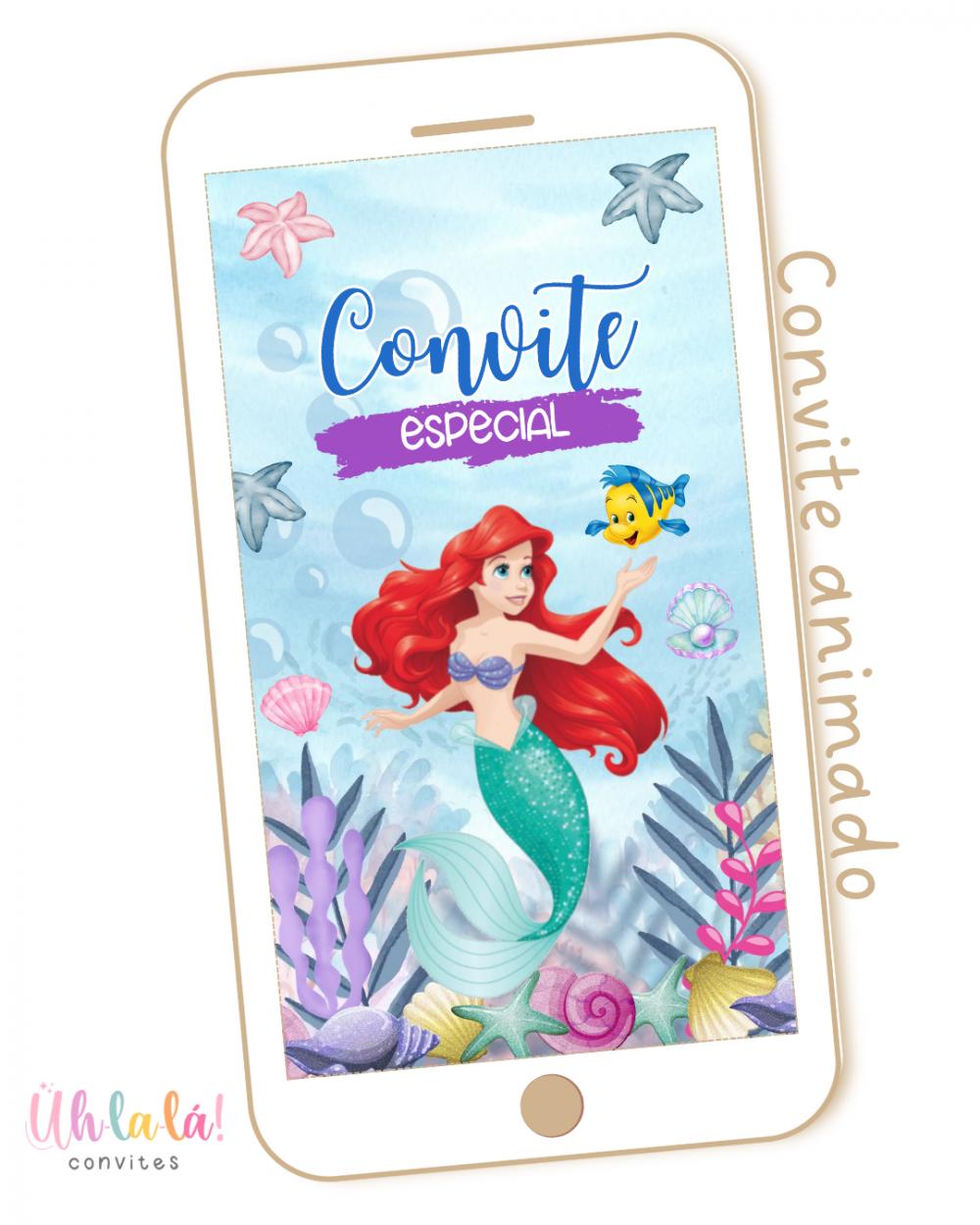 Convite Animado Ariel/ Pequena Sereia (em vídeo)