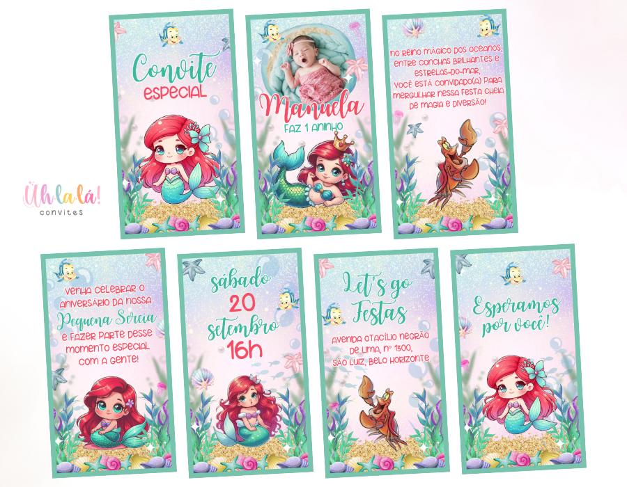 Convite Animado Ariel/ Pequena Sereia Baby (em vídeo)