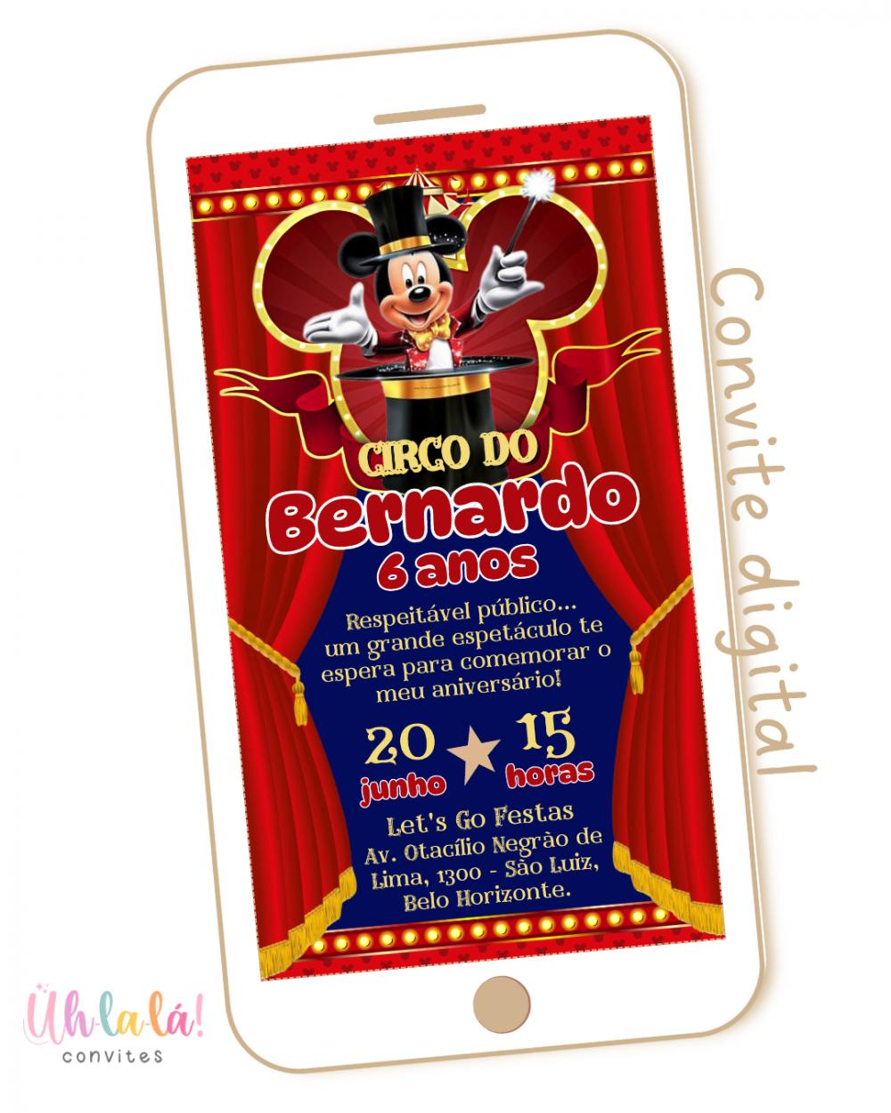 Convite Digital Circo do Mickey