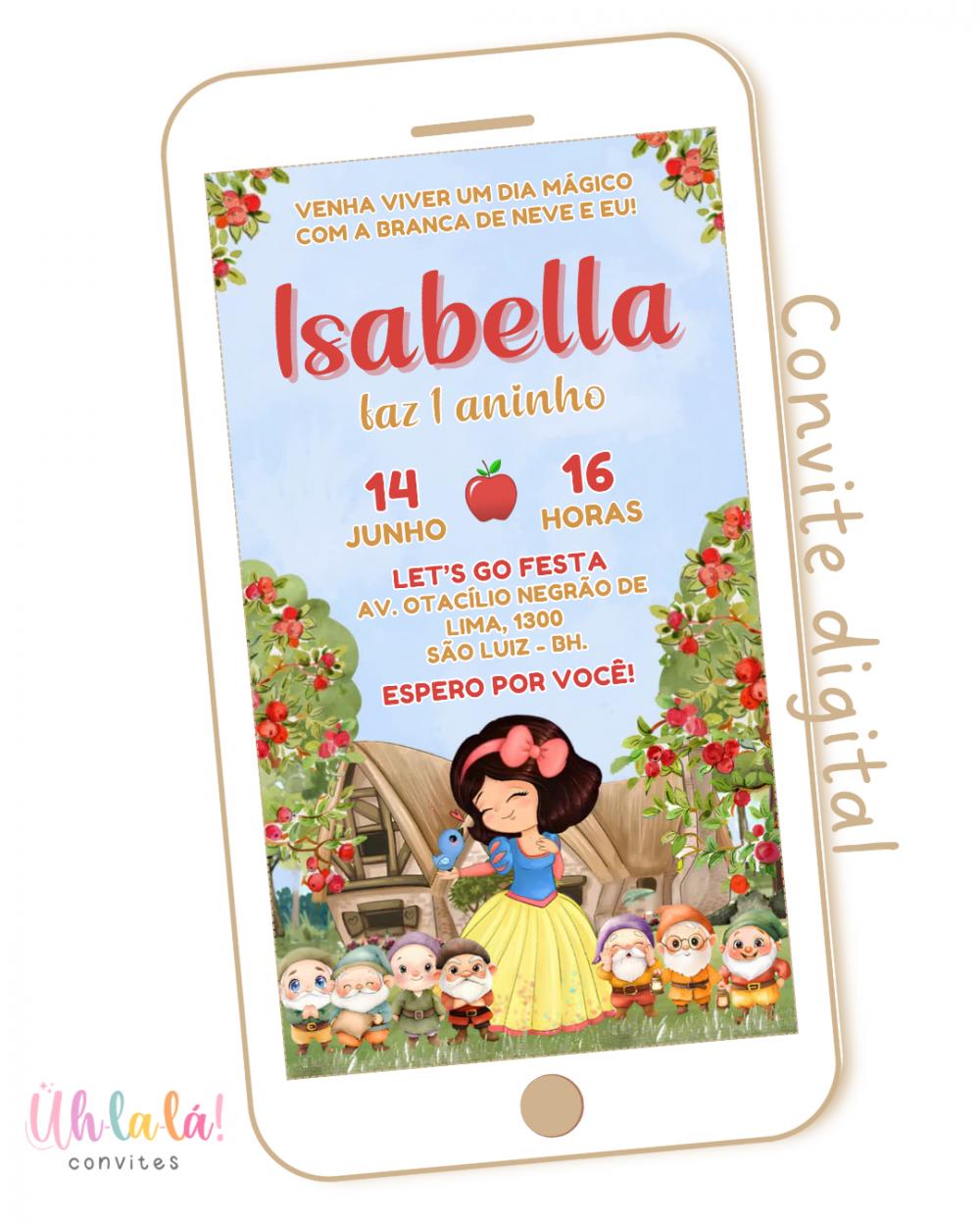 Convite Digital Branca de Neve Baby