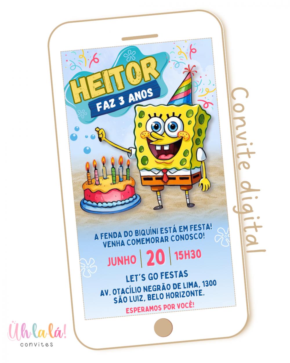 Convite Digital Bob Esponja