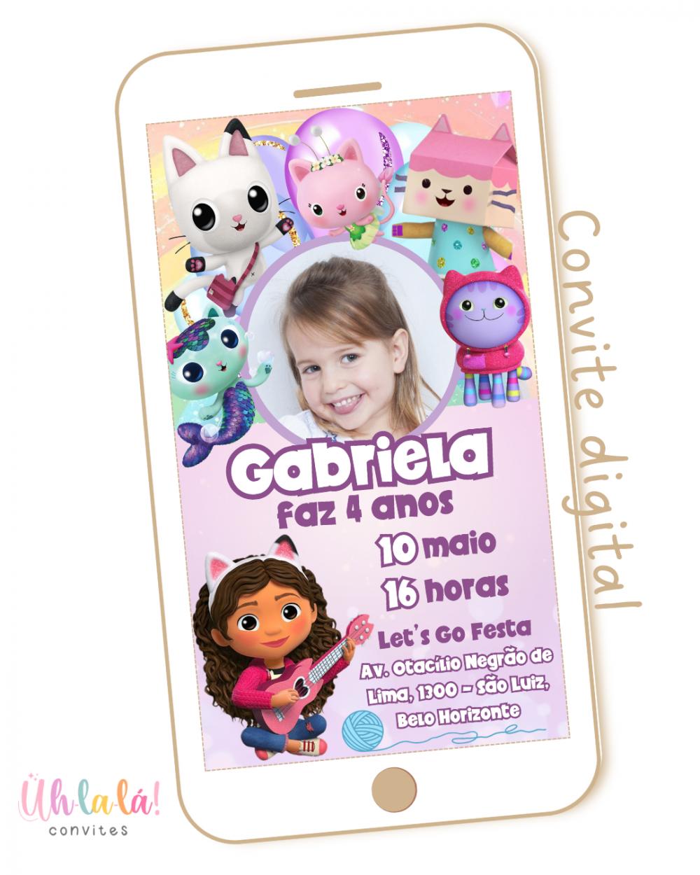 Convite Digital A Casa Mágica da Gabby
