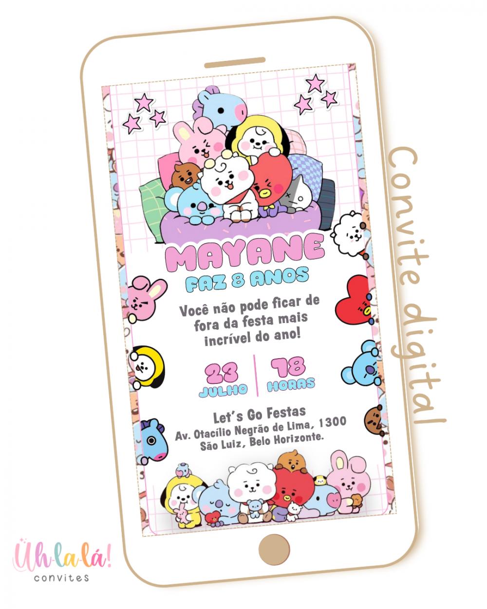 Convite Digital BT21 BTS / K-pop