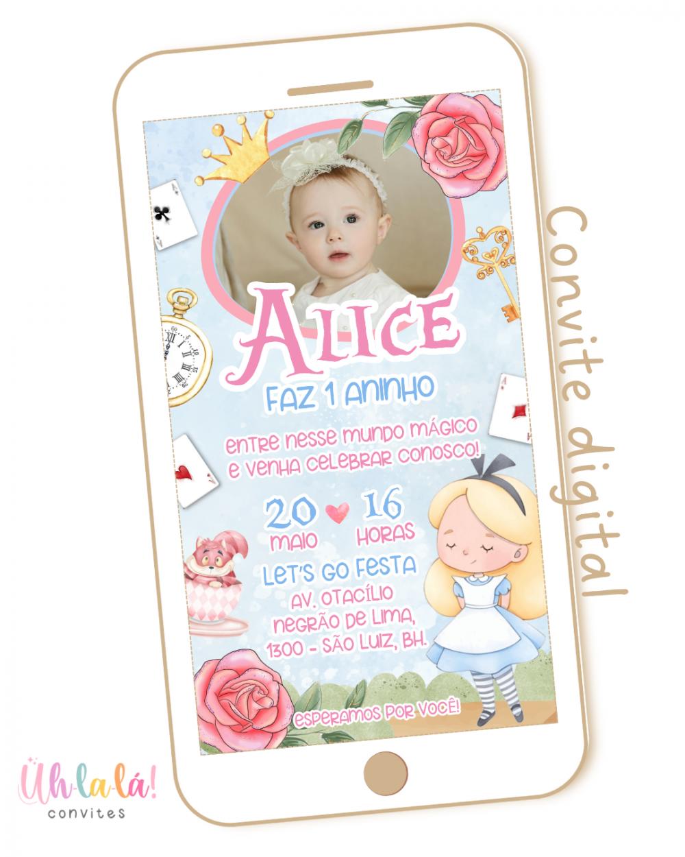 Convite Digital Alice no País das Maravilhas