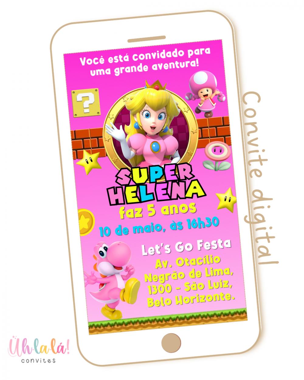 Convite Digital Princesa Peach | Super Mário