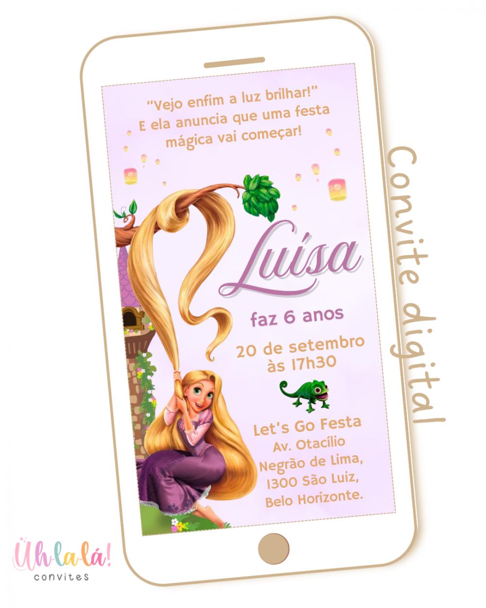 Convite Digital Rapunzel Enrolados
