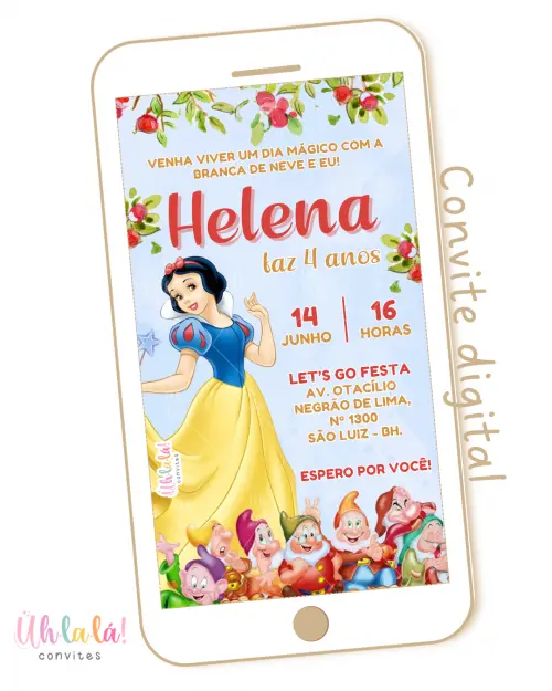 Convite Digital Branca de Neve