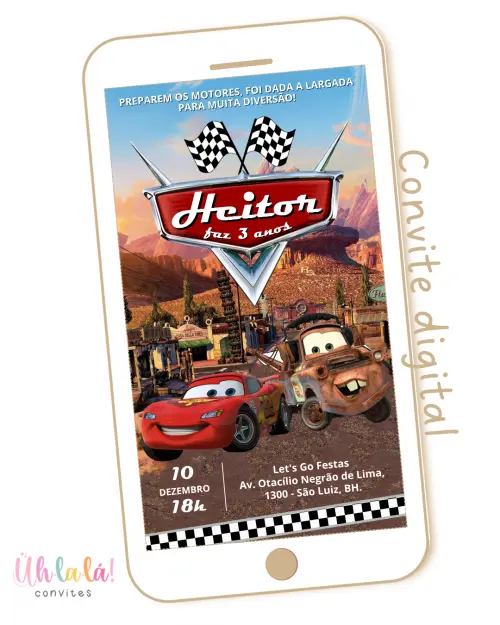 Convite Digital Carros Disney