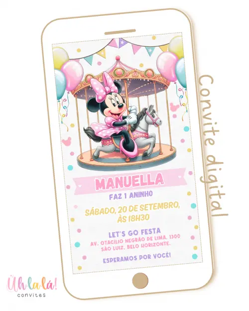 Convite digital Carrossel da Minnie