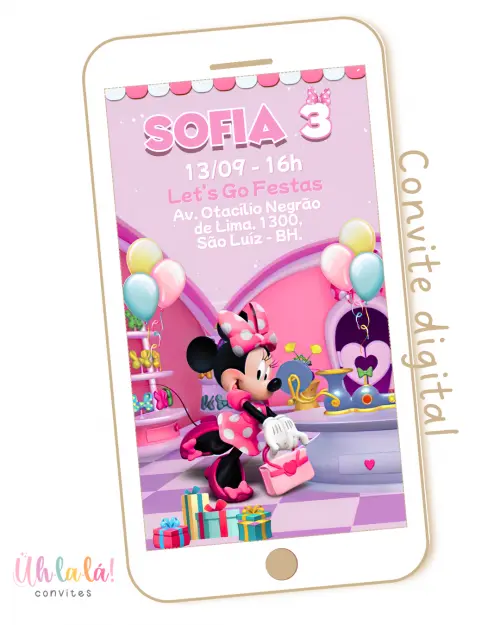 Convite digital Minnie Loja de Laços