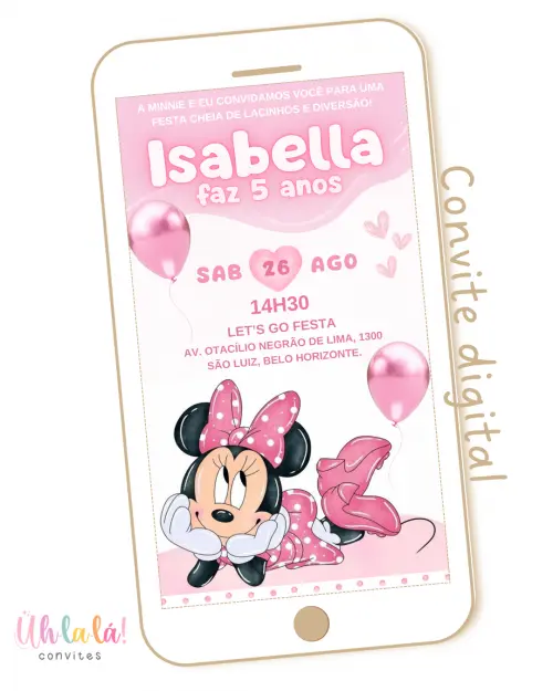 Convite digital Minnie Rosa
