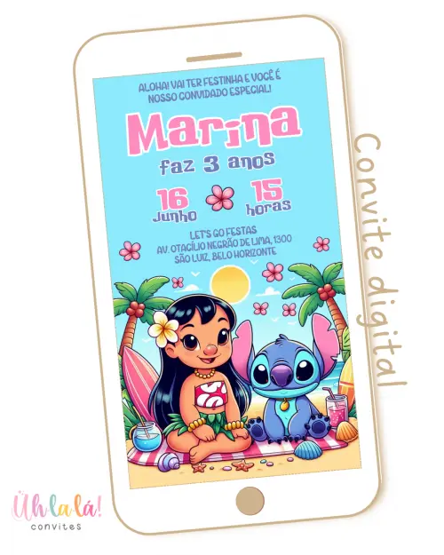Convite digital Lilo e Stitch