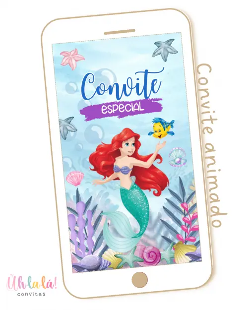 Convite Animado Ariel/ Pequena Sereia (em vídeo)