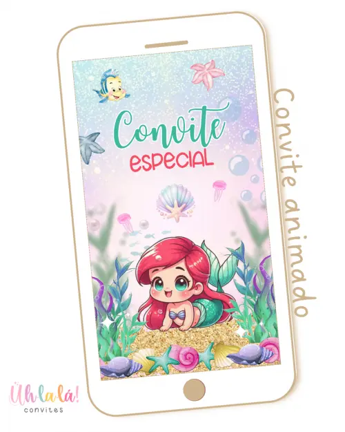 Convite Animado Ariel/ Pequena Sereia Baby (em vídeo)
