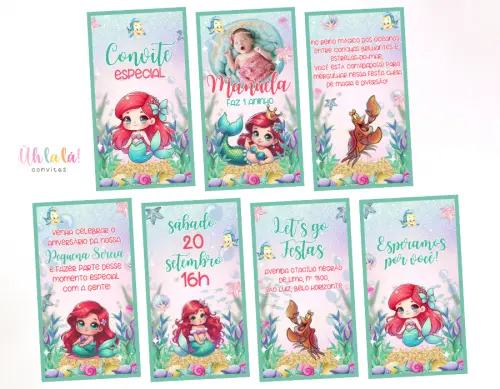 Convite Animado Ariel/ Pequena Sereia Baby (em vídeo)