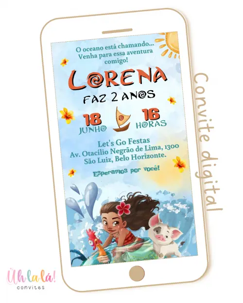 Convite Digital Moana Aquarela