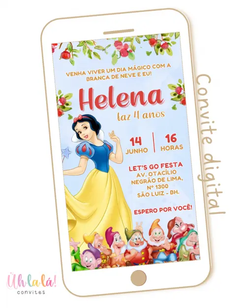 Convite Digital Branca de Neve