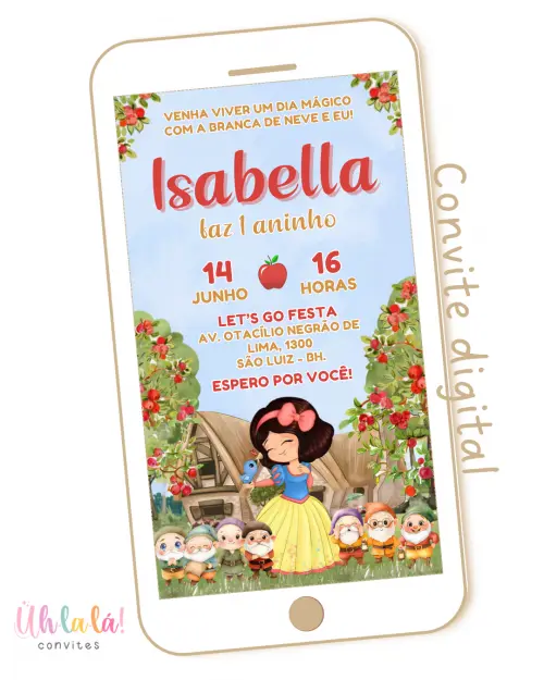 Convite Digital Branca de Neve Baby
