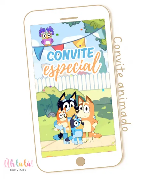 Convite Animado Bluey (em vídeo)