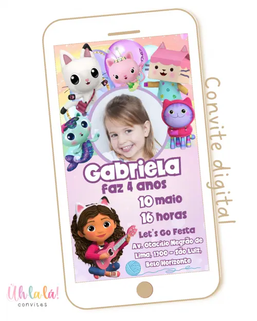Convite Digital A Casa Mágica da Gabby