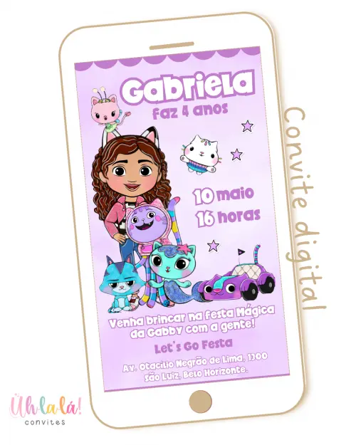 Convite Digital A Casa Mágica da Gabby